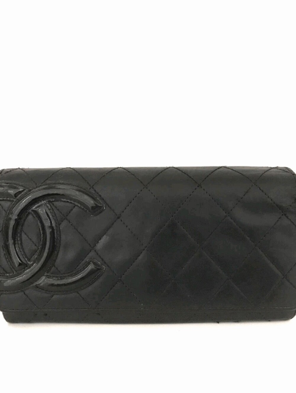 Authentic CHANEL Black Quilted Lambskin Wallet with CC Emblem
